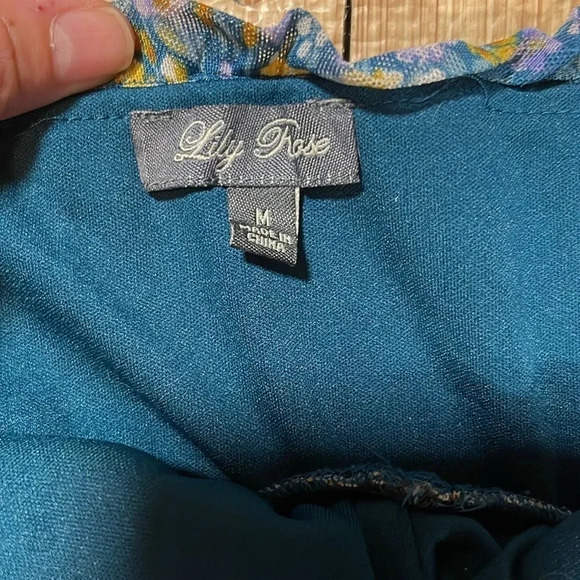 Lily Rose Sweetheart Blue Floral Skater Dress Women's Size Medium - Picture 7 of 8